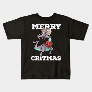 Critical Hit D20 Dice RPG Meme PnP Dragon Merry Critmas Gift Kids T-Shirt